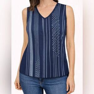Premise Navy & White Striped Sleeveless Top (Size S)